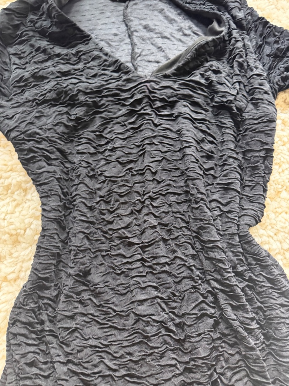 Slim-fitting mini H&M Black Textured evening going out date V-Neck Long-Sleeve M - Picture 6 of 7